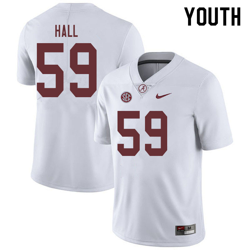 Youth #59 Jake Hall Alabama Crimson Tide College Football Jerseys Sale-White